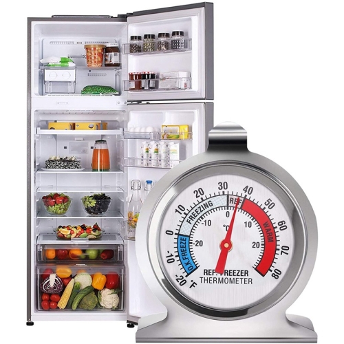 2PCS Stainless Steel Fridge Freezer Thermometer Hanging Gauge Refrigerator  Home 