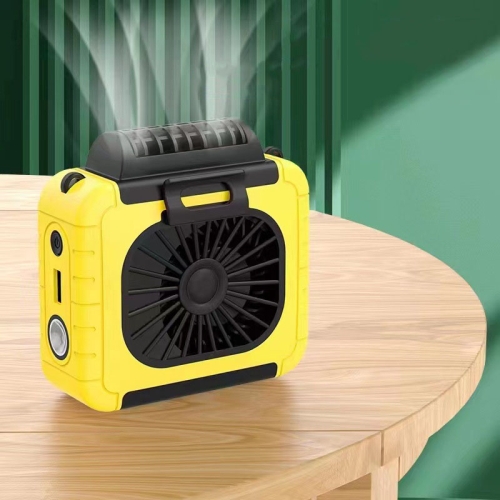 

Outdoor Waist-Mounted Lighting Fan With Power Function Multifunctional Bracket Hanging Neck Fan(Yellow)