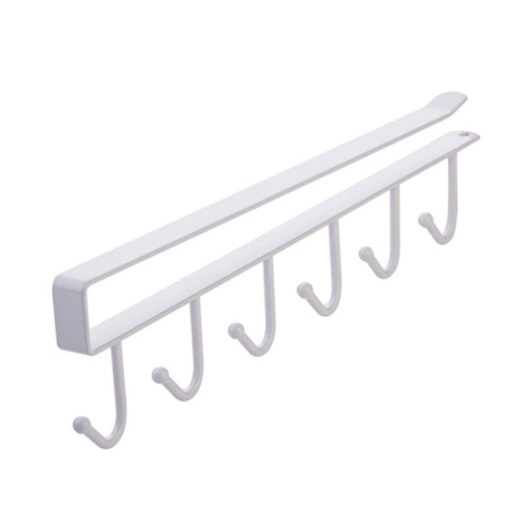 

3pcs 6 Even Iron Hook Hanging Cup Holder Cabinet Storage Hanger(White)
