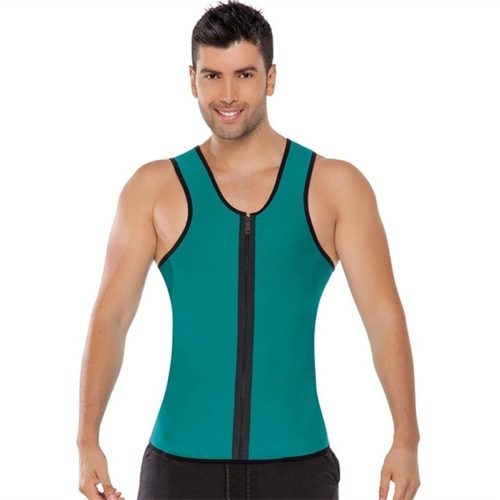 Men Fitness Corset Neoprene Sports Tummy Control Shapewear Zipper Tank Top  Workout Wear, Size: S(Green), ZA