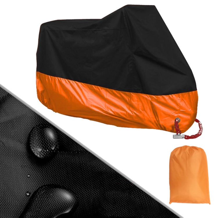 

190T Motorcycle Rain Covers Dustproof Rain UV Resistant Dust Prevention Covers, Size: XXL(Black and Orange)