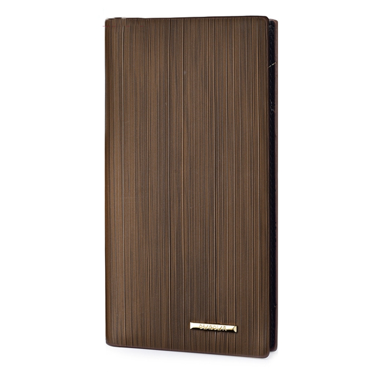 

DEABOLAR Men Wood Grain PU Leather Wallet Long Business Purse Card Holder(Coffee)