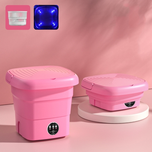 Mini lavadora portátil plegable para el hogar de 4,5 l, lavadora de ropa  interior, color: rosa fruta + luz azul antibacteriana (enchufe de EE. UU.)