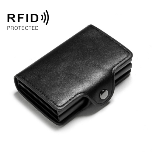 

Automatic Pop-up Card Holder Metal Card Box RFID Credit Card Bank Card Box Wallet(Black)