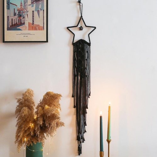 

Hand Woven Tapestry Catcher Dream Net Home Decoration(Black Star)