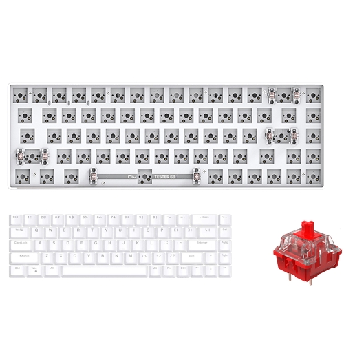 

Dual-mode Bluetooth/Wireless Customized Hot Swap Keyboard Kit + Red Shaft + Keycap, Color: White