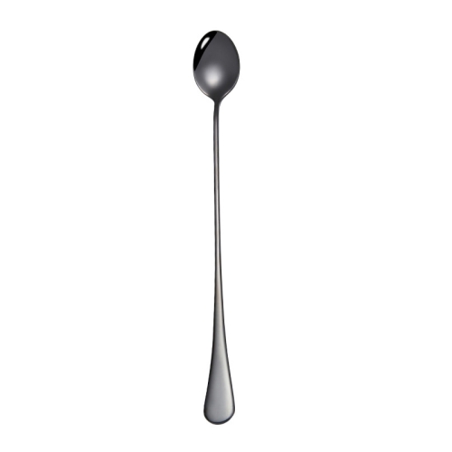 

2pcs 304 Stainless Steel Long Handle Thickened Pointed Spoon Coffee Ice Drink Mixing Spoon, Color: Titanium Black