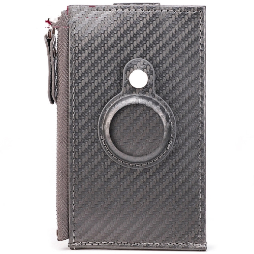 

For Airtag Tracker Case Carbon Fiber Credit Card Holder Wallet(Grey)