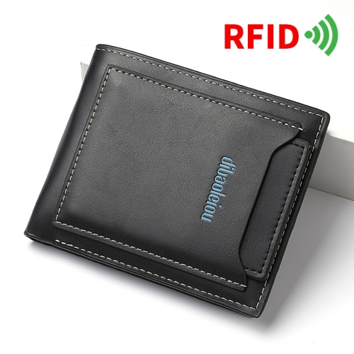 

DEABOLAR RFID Anti-theft Men Wallet Retro Multifunctional Card Holder Coin Purse(Black)