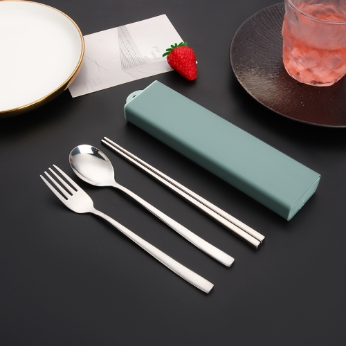 

3pcs/set 316 Stainless Steel Portable Tableware Drawing Spoon Chopsticks Fork(Avocado)