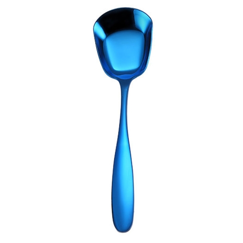 

2pcs Small 304 Stainless Steel Spoon Glossy Thickened Flat Head Flat Bottom Serving Spoon, Color: Blue