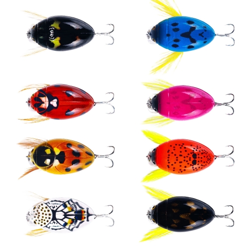 

HENGJIA Insect Floating Water Bionic Bait Beetle Water Surface Bass Tap Fake Bait, Color: 8 Colors Boxed