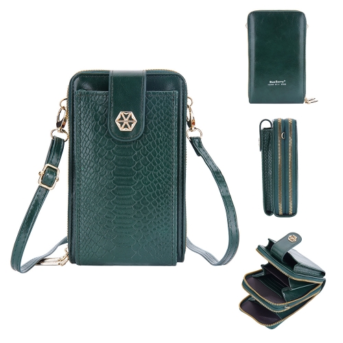 

Baellerry Large-capacity Snake-print Leather Phone Bag Multifunctional Single-shoulder Messenger Bag(Green)