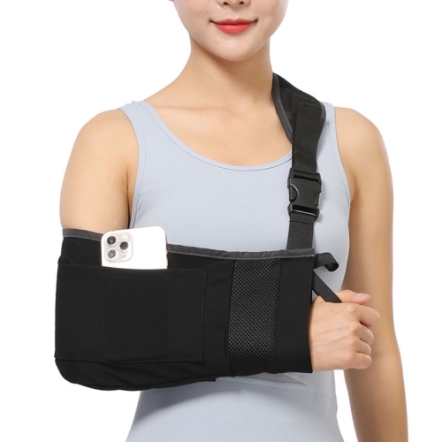 L One-shoulder One-piece Rib Fixation Strap Post-cardiothoracic Chest Girdle (Black)