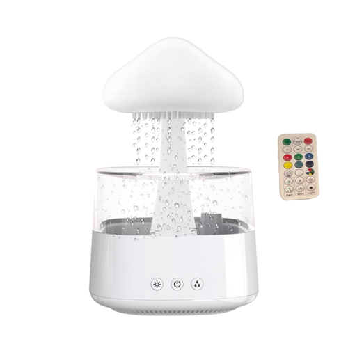 

CH08 450ml Rain Humidifier Mushroom Cloud Colorful Night Lamp Aromatherapy Machine, Style: With Remote Controller(White)