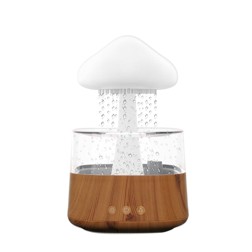 

CH08 450ml Rain Humidifier Mushroom Cloud Colorful Night Lamp Aromatherapy Machine, Style: Without Remote Controller(Light Wood Grain)