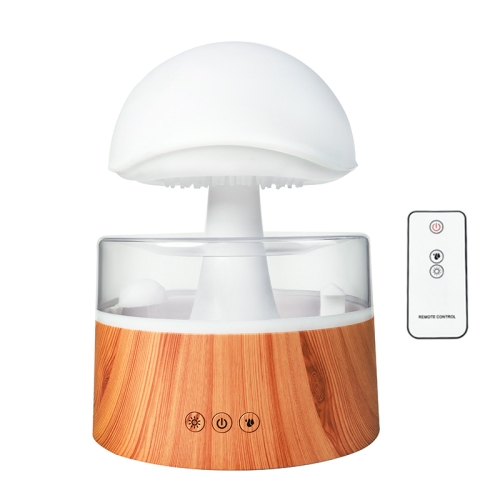 

500ml Rain Humidifier Mushroom Cloud Colorful Night Lamp Aromatherapy Machine With Remote Control, Style: Rechargeable(Wood Grain)