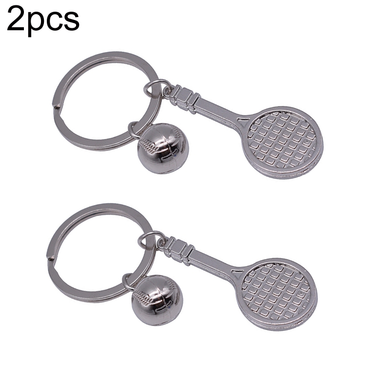 

2pcs Simulation Tennis Racket Metal Key Chain Small Gift(BY-297)