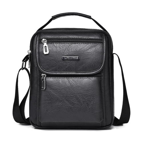 WEIXIER 18067 Men Leisure Style PU Leather Single Shoulder Bag (Black)