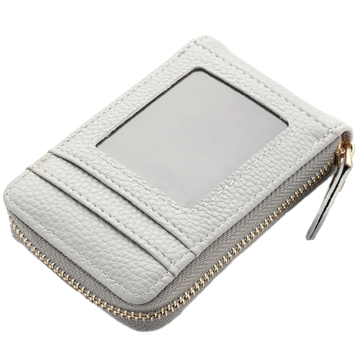 

DEABOLAR Large-capacity Multi-slot Short Organ Card Holder PU Leather ID Cover Zipper Coin Purse(Grey)