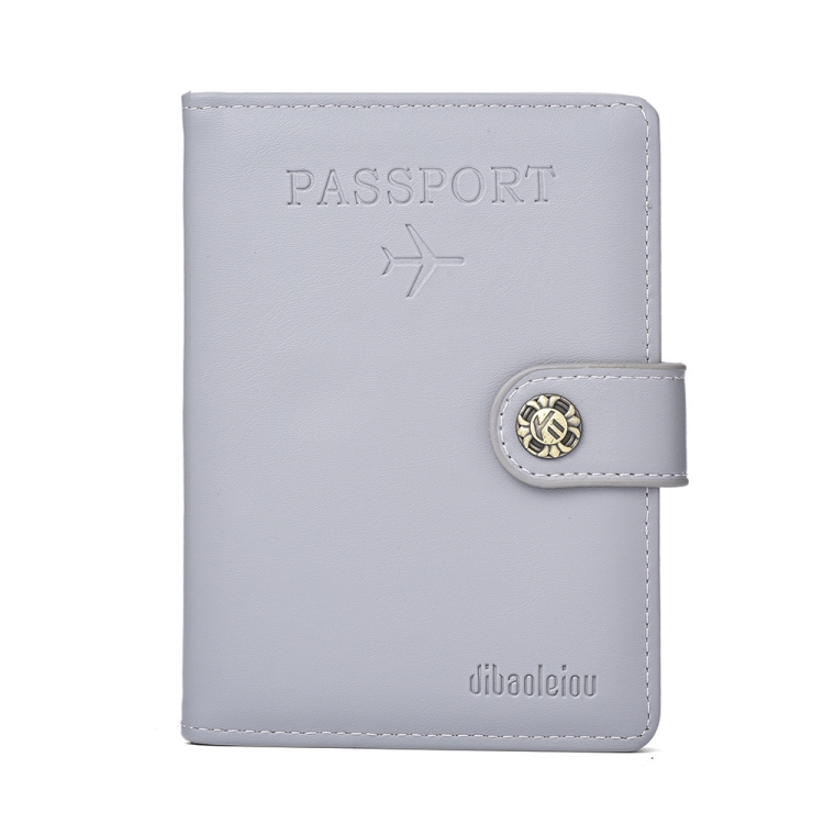 

Dibaoleiou Buckle PU Leather ID Card Storage Bag Multifunctional Passport Case(Grey)