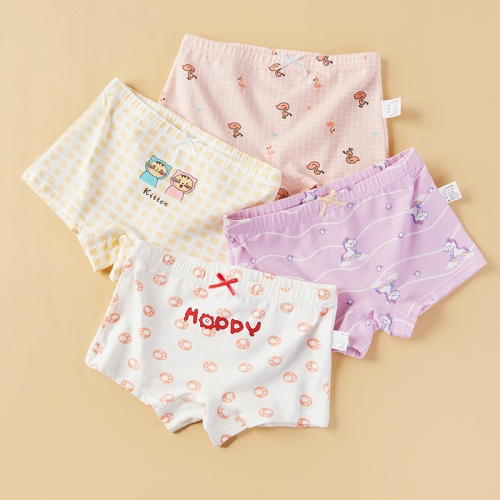 

4pcs Cartoon Comfortable Combed Cotton Soft Breathable Girls Underwear, Size: M(BH103)