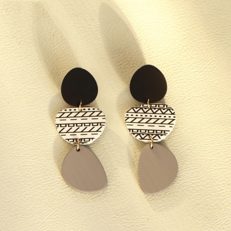 

2pairs Acrylic Irregular Graphic Stitching Long Ladies Earrings(01)