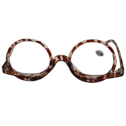 

Makeup Magnifying Glass Presbyopic Glasses Flip Swivel Reading Glasses, Degree: +100(Tea Color)
