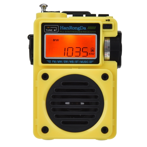

HanRongda HRD-701 Portable Full Band Radio Subwoofer Bluetooth TF Card Digital Display Radio(Yellow)