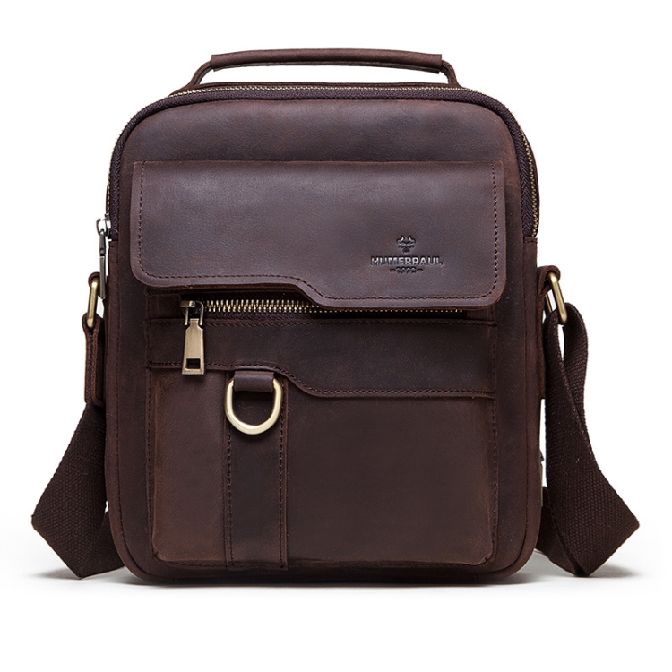 

HUMERPAUL Men Leather Cross-Body Bag Shoulder Bag(Brown)
