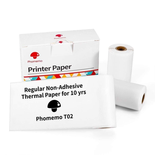 For Phomemo T02 3rolls Bluetooth Printer Thermal Paper Label Paper 53mmx6.5m 10 Years Black on White No Adhesive 2 rolls beverage sealing stickers tags adhesive easy to tear clear transparent opp leak proof