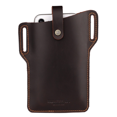 

HUMERPAUL Men Leather Retro Belt Mobile Phone Bag(Brown)