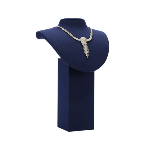 

8x8x32cm Diorama Necklace Holder Jewelry Display Props Blue Microfiber Window Necklace Earring Ring Stand