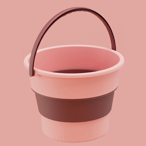 

Medium 10L Folding Thickened Portable Plastic Bucket Outdoor Fishing Barrel Car Travel Wash Barrel(Light Pink)