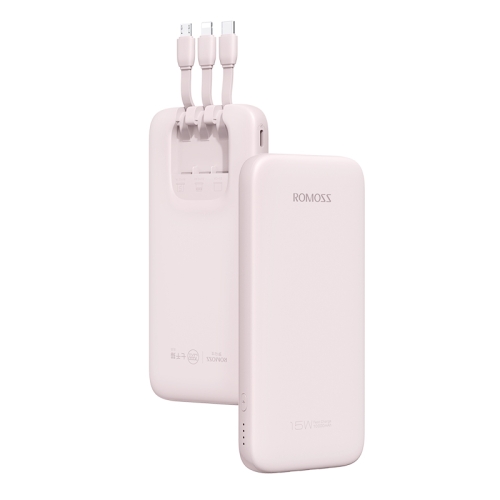 

ROMOSS Phc10 15W 10000mAh Power Bank Built In 3 Cables(Pink)