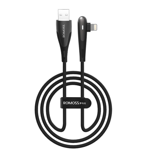 

ROMOSS CB12C USB To 8 Pin Elbow With Light 2.4A Fast Charge Data Cable, Size: 1.2m(Black)