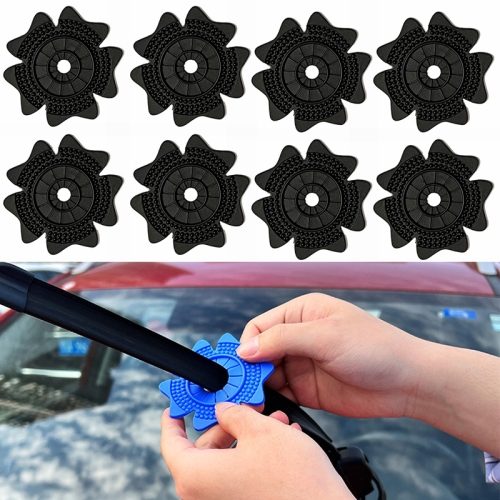 

4sets Car Universal Wiper Hole Protective Cover PVC Dustproof Snowproof Wiper Pad(Black Small Hole)