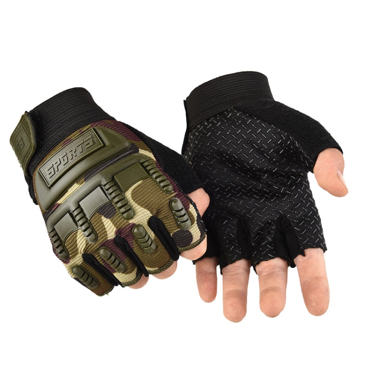

M Outdoor Riding Balance Wheel Skating Military Training Children Half-Finger Gloves(Camouflage)