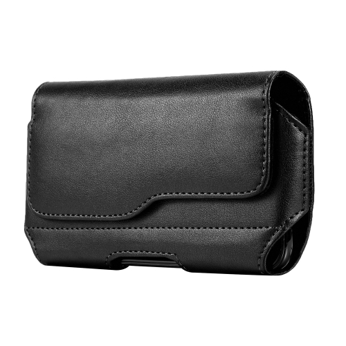 

3.5-4.0 inch Cell Phone Universal Hanging Waist Bag Clip Leather Case(Black)