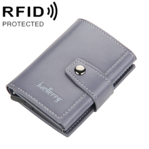 

Baellerry RFID Anti-Theft Automatic Pop-Up Card Wallet Buckle Metal Aluminum Shell Card Holder(Grey)
