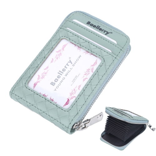 

Baellerry Large Capacity Woven Organ Card Holder Thin Zipper Coin Purse(Green)