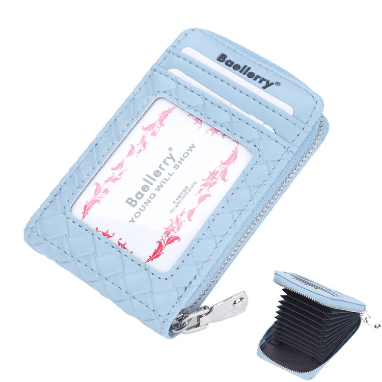 

Baellerry Large Capacity Woven Organ Card Holder Thin Zipper Coin Purse(Blue)
