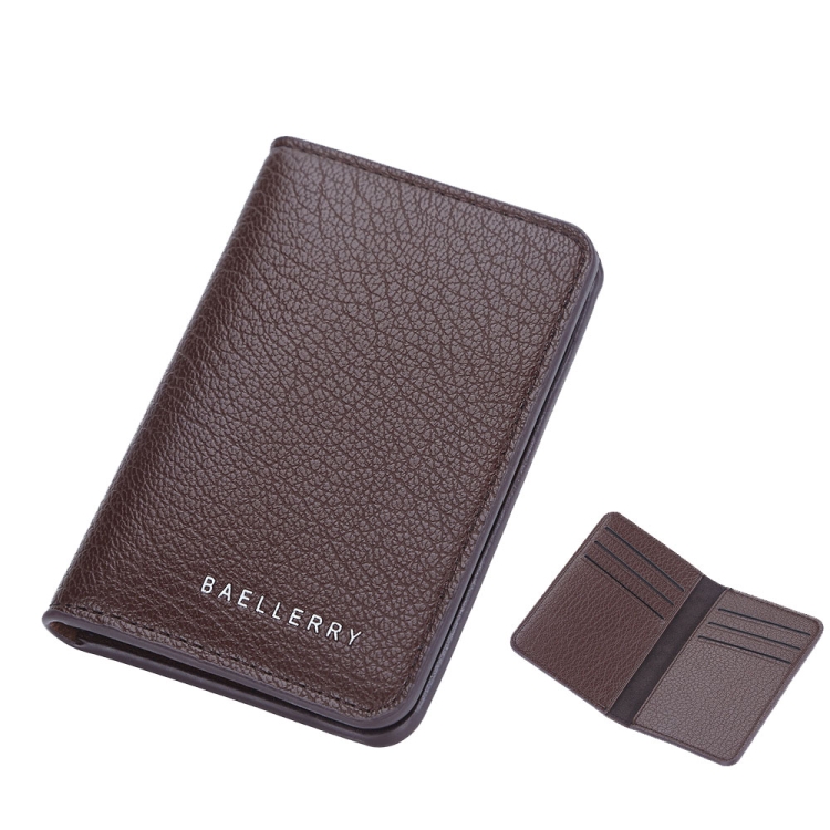 

Baellerry Thin and Light Multi-card Card Bag Litchi Pattern Soft Leather Card Holder(Coffee)