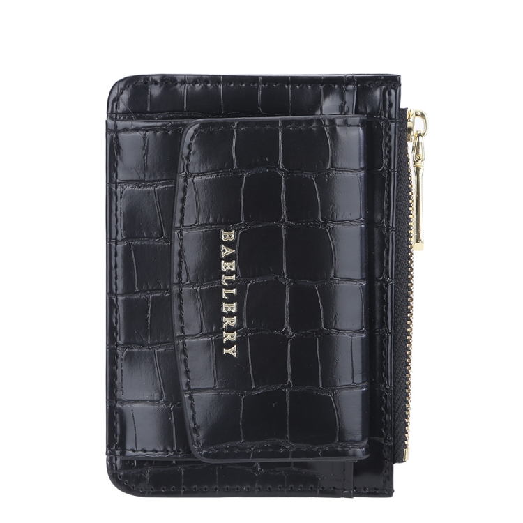 

Baellerry Crocodile Pattern Multifunctional Card Holder Small Zipper Coin Purse(Black)