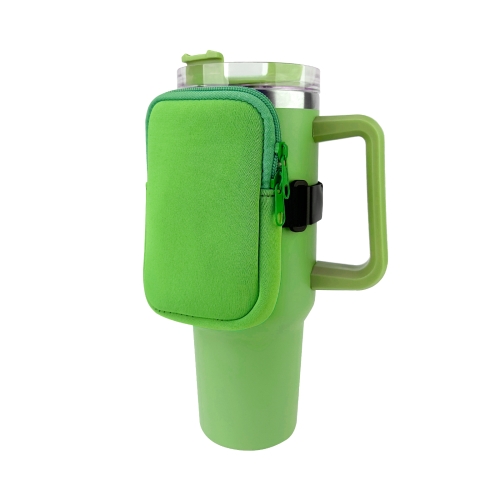 

Water Cup Sided Storage Pockets With Zipper Fit For 40Oz Tumbler Single Pocket(Bright Green)