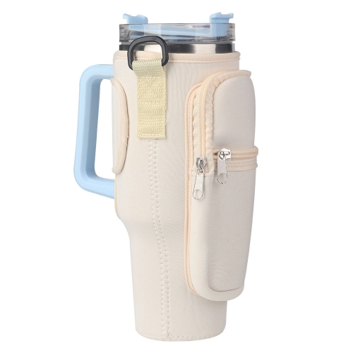 

For 40oz Stanley Quencher Water Bottle Carrier Bag Pocket Version(Beige)