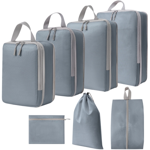 

7 In 1 Compression Packing Cubes Expandable Travel Bags Luggage Organizer(Gray)