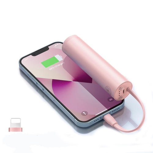 

ROMOSS PSC05 5000 MAh Mini Power Bank Fresh Cute Mobile Power Supply With 8 Pin Cable Pink