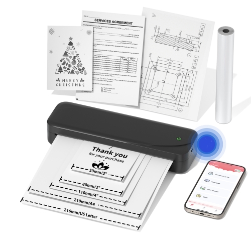 

Phomemo M833 300dpi Wireless Bluetooth Thermal Printer Support Multi-Size Thermal Paper(Black)