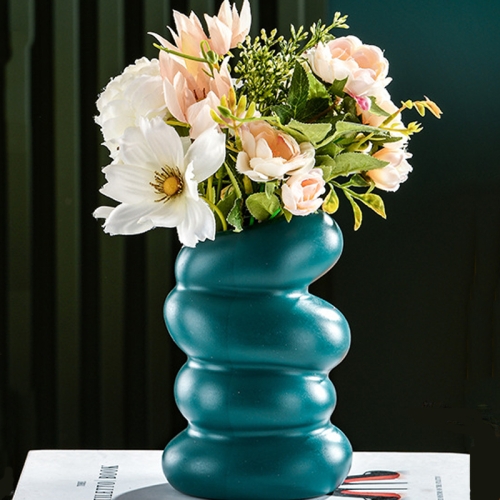 

Plastic Spiral Wet & Dry Flower Vase Imitation Glaze Porcelain Flower Arrangement(Dark Green)